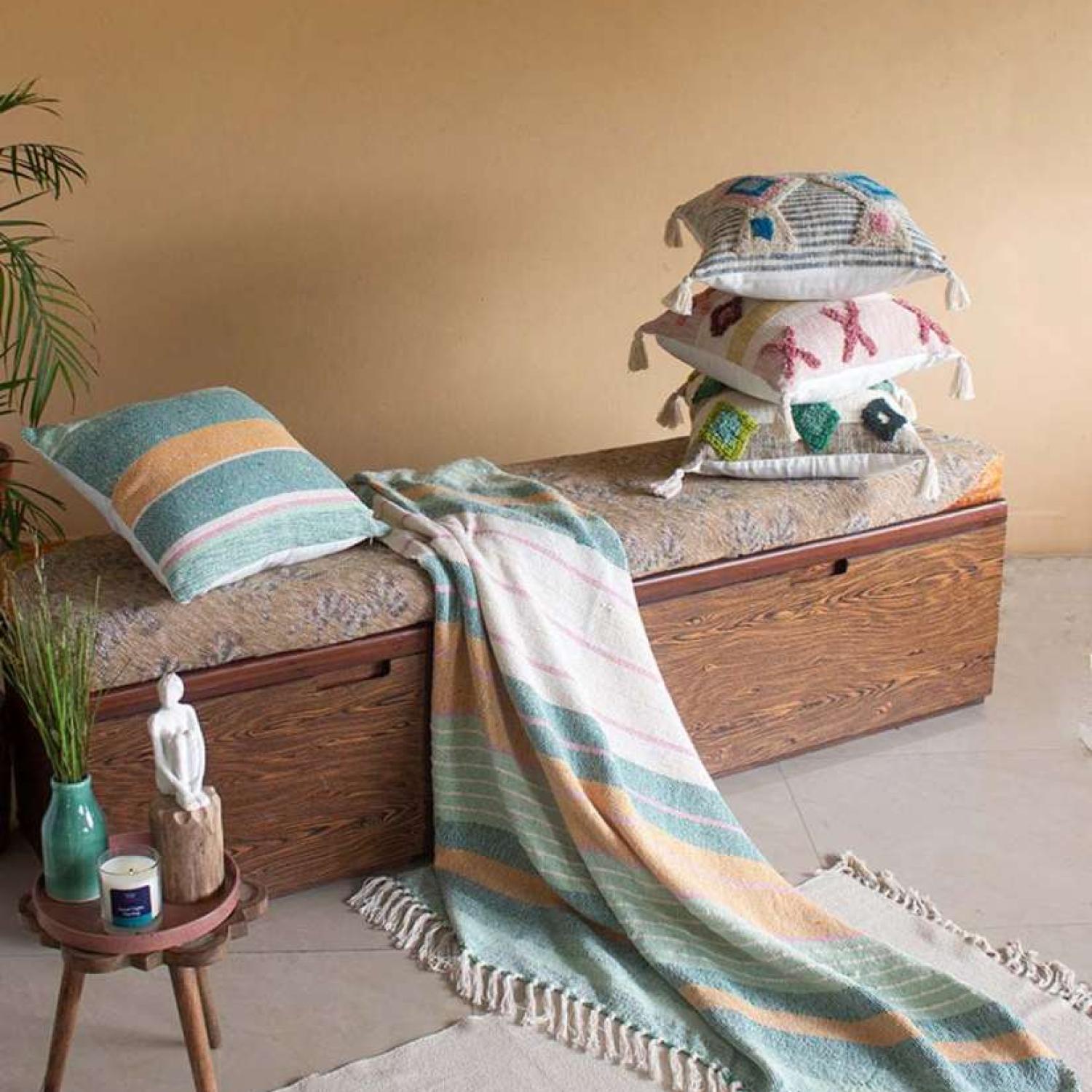 Embroidered Cotton Throw Blanket